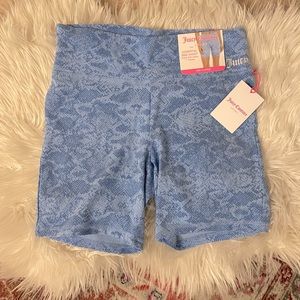 Juicy Couture Sport bike shorts, NWT, blue with python print